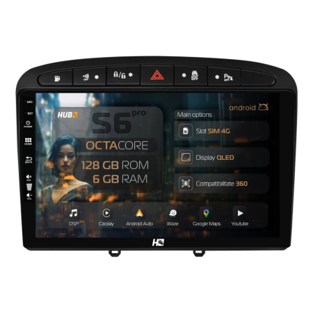 Navigații Peugeot 308 (2008-2013) - Navigatie Android Peugeot 308/408 4G 6GB| Hub64.ro