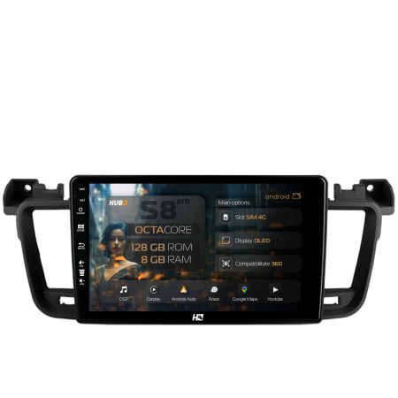 508 (2010 ->>) - Navigatie Android 13 Peugeot 508 8GB | Hub64.ro