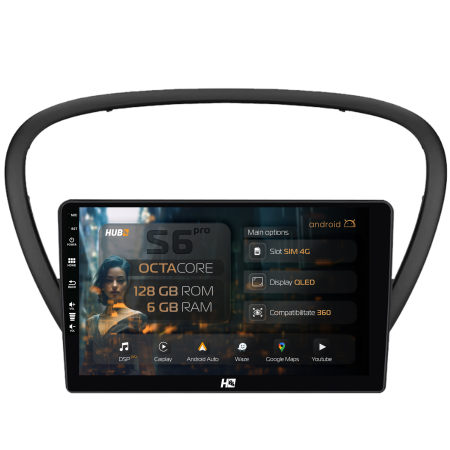 607 (2004-2011) - Navigatie Peugeot 607 Android 6+128GB 4G 6GB | Hub64.ro