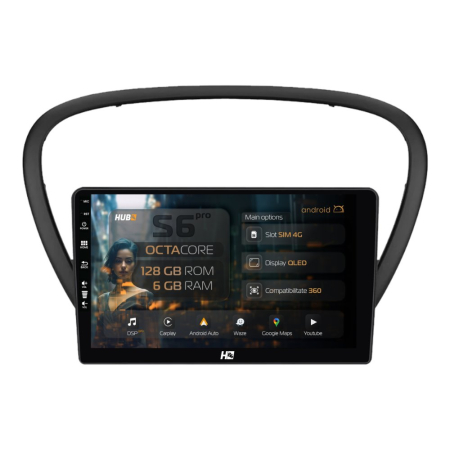Navigații Peugeot 607 (2004-2011) - Navigatie Peugeot 607 Android 6+128GB 4G 6GB | Hub64.ro