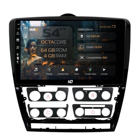 Octavia II NFL 2005-2008 - Navigatie QLED Android 13 Skoda Octavia 2 | Hub64.ro