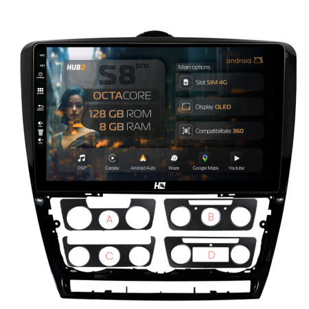 Octavia II NFL 2005-2008 - Navigatie Android 13 Skoda Octavia 2 8GB | Hub64.ro