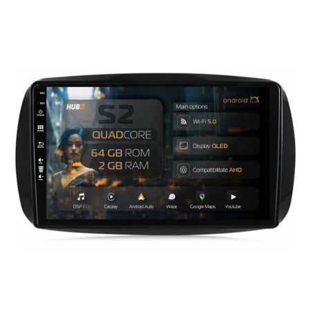 Navigații Smart FORFOUR 2014-2021 - Navigatie Android Smart Fortwo / Forfour (2016+) 2GB | Hub64.ro