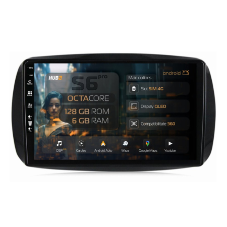 Navigații Smart FORFOUR 2014-2021 - Navigatie Android Smart Fortwo / Forfour (2016+) 6GB | Hub64.ro