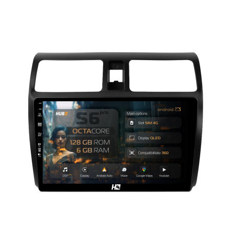 Swift 2004-2010 - Navigatie Android 13 Suzuki Swift 6+128GB 4G | Hub64.ro