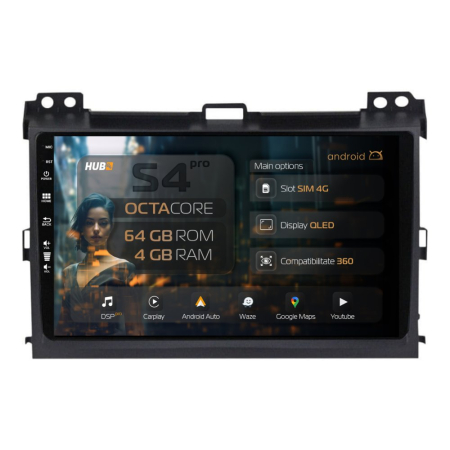Navigații Toyota Land Cruiser Prado J120 2002-2009 - Navigatie Android Toyota Prado QLED | Hub64.ro