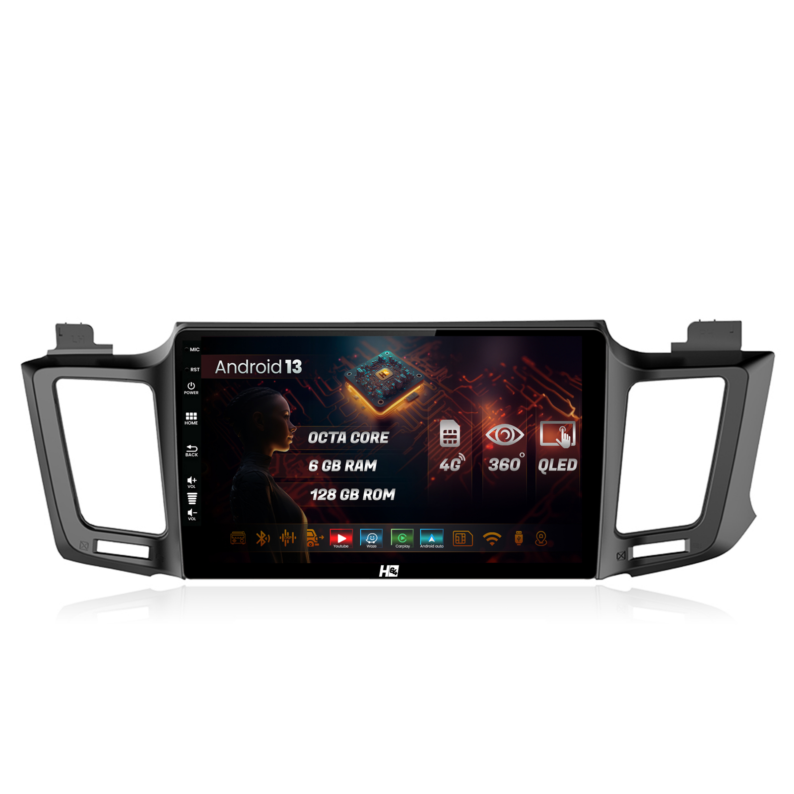 Navigatie HUB64 Toyota RAV4 (2013-2018), 6GB RAM, Android 13, Octacore, Slot Sim 4G, DSP, GPS, Wi-FI, Carplay, Android Auto, USB, Bluetooth, Waze,