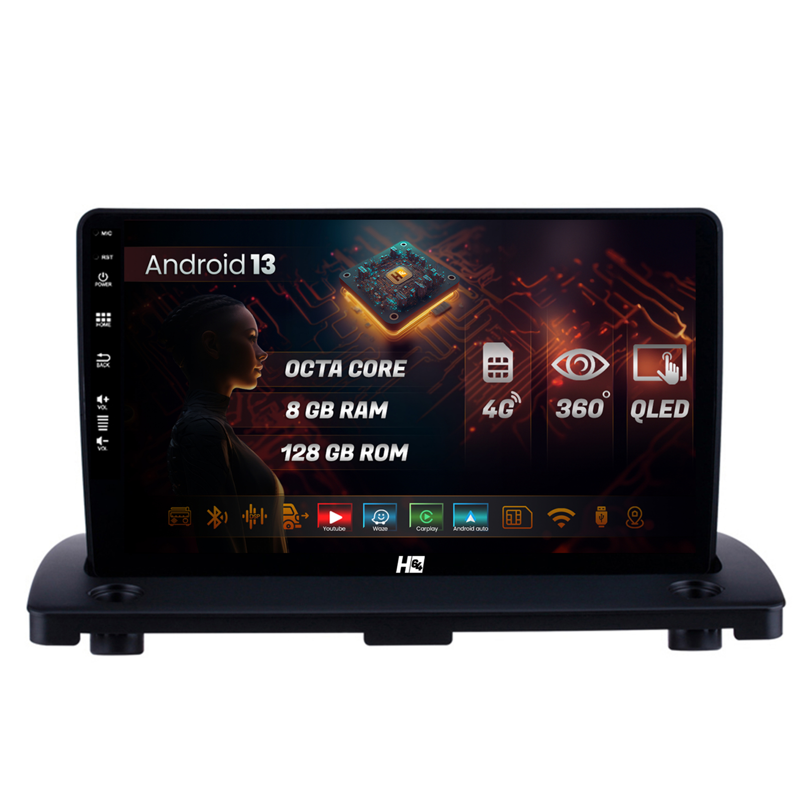 Navigatie HUB64 Volvo XC90 (2002-2014), 8GB RAM, Android 13, Octacore, Slot Sim 4G, DSP, GPS, Wi-FI, Carplay, Android Auto, USB, Bluetooth, Waze,