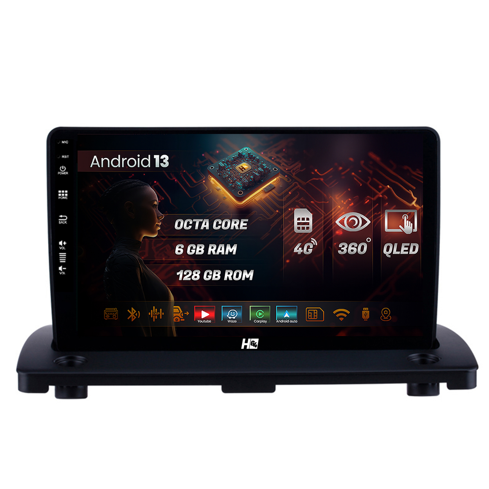 Navigatie HUB64 Volvo XC90 (2002-2014), 6GB RAM, Android 13, Octacore, Slot Sim 4G, DSP, GPS, Wi-FI, Carplay, Android Auto, USB, Bluetooth, Waze,