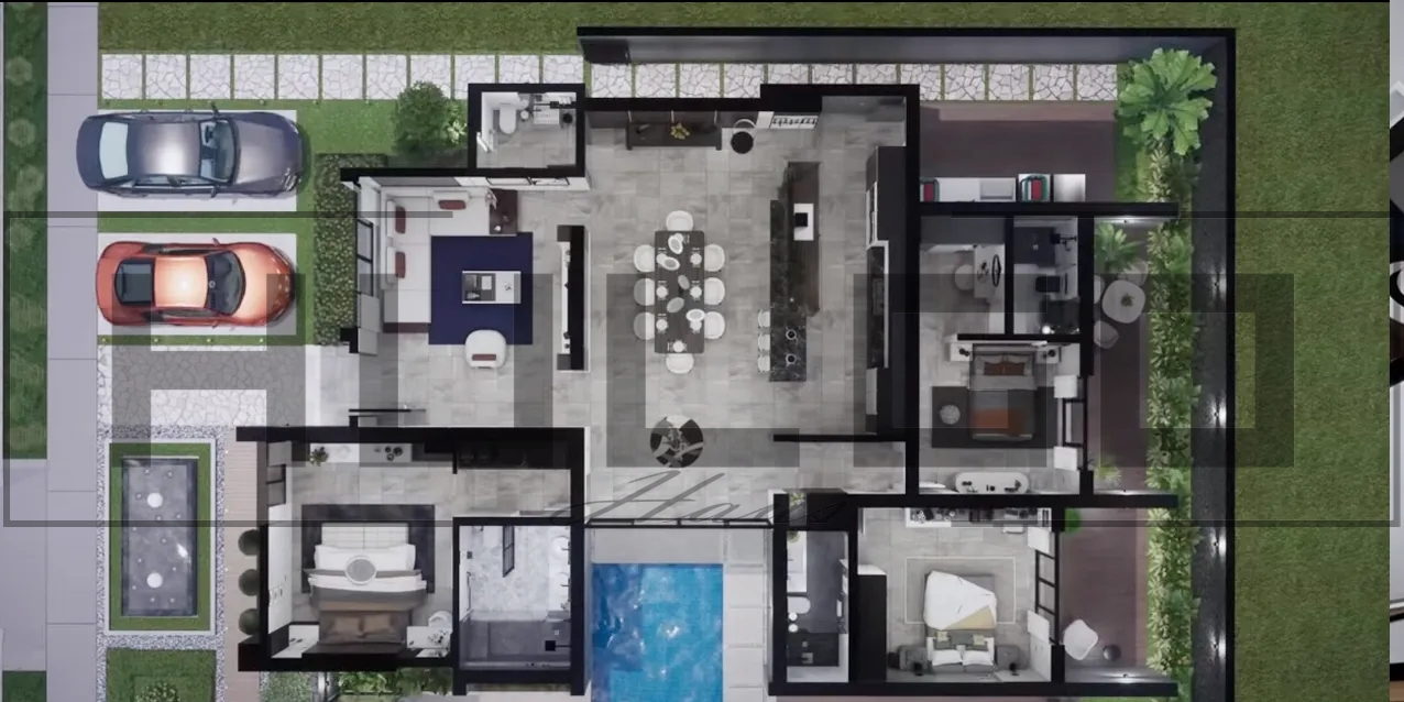 H017 Proiect  Parter 13X20 230mp - HULGO Haus | Proiecte de Case Moderne, Exclusiviste și Funcționale, Design Premium pentru Locuințe de Lux și Eficiență Maximă [3]