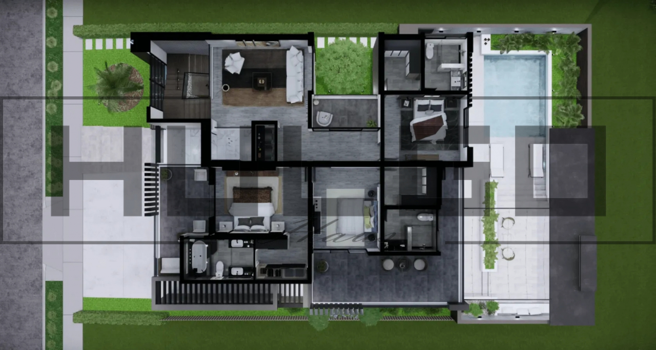 H026 Proiect P1 14x17 425mp - HULGO Haus | Proiecte de Case Moderne, Exclusiviste și Funcționale, Design Premium pentru Locuințe de Lux și Eficiență Maximă [4]
