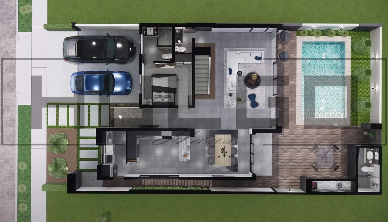 H041 Proiect P+1 12x15 310mp - HULGO Haus | Proiecte de Case Moderne, Exclusiviste și Funcționale, Design Premium pentru Locuințe de Lux și Eficiență Maximă [3]