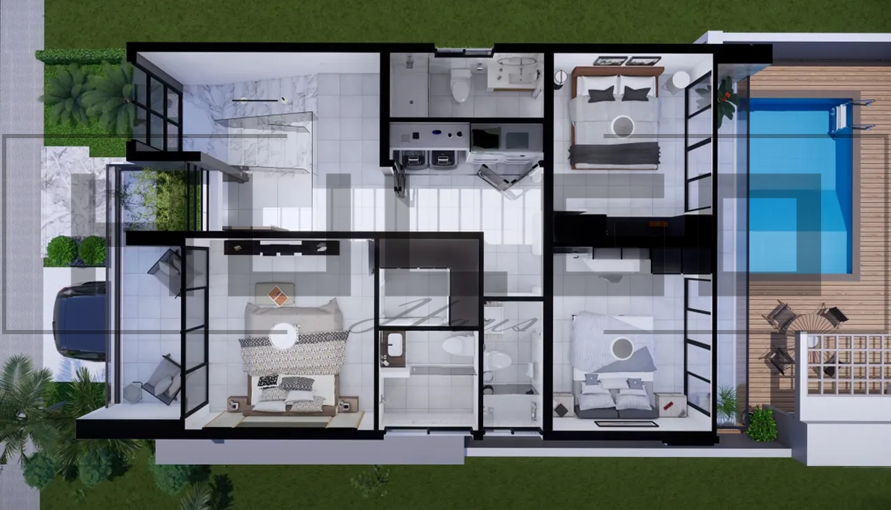 H052 Proiect P+1 8x14m 210mp - HULGO Haus | Proiecte de Case Moderne, Exclusiviste și Funcționale, Design Premium pentru Locuințe de Lux și Eficiență Maximă [4]