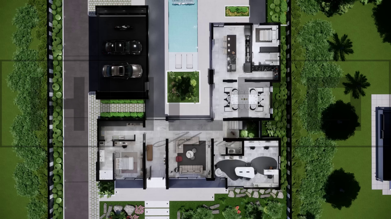 H096 Proiect P+1 22x20m 895mp - HULGO Haus | Proiecte de Case Moderne, Exclusiviste și Funcționale, Design Premium pentru Locuințe de Lux și Eficiență Maximă [3]