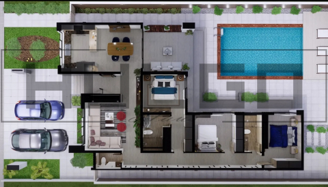 H040 Proiect Parter 12x24 215mp - HULGO Haus | Proiecte de Case Moderne, Exclusiviste și Funcționale, Design Premium pentru Locuințe de Lux și Eficiență Maximă [2]