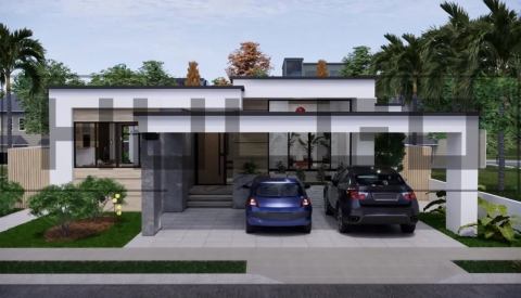 Proiecte Case Parter - H040 Proiect Parter 12x24 215mp - HULGO Haus | Proiecte de Case Moderne, Exclusiviste și Funcționale, Design Premium pentru Locuințe de Lux și Eficiență Maximă