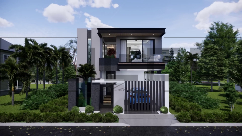 Proiecte Case P + 1 Etaj - H063 Proiect P+1 8x19m 275mp - HULGO Haus | Proiecte de Case Moderne, Exclusiviste și Funcționale, Design Premium pentru Locuințe de Lux și Eficiență Maximă