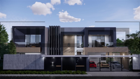 Proiecte Case P + 1 Etaj - H072 Proiect P+1 23x23m 515mp - HULGO Haus | Proiecte de Case Moderne, Exclusiviste și Funcționale, Design Premium pentru Locuințe de Lux și Eficiență Maximă