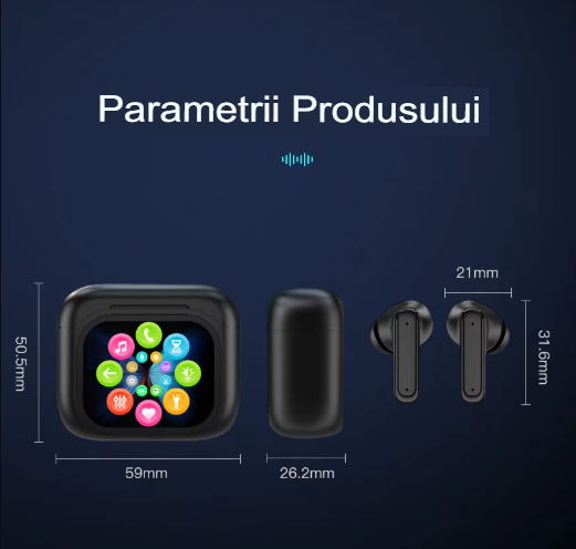 Casti bluetooth BT V5.4 , cu ecran tactil color și anulare a zgomotului ENC , Noise cancelling, ANC & ENC, Rezistente la apa, negru [3]