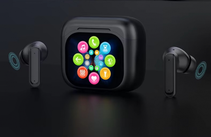 Casti bluetooth BT V5.4 , cu ecran tactil color și anulare a zgomotului ENC , Noise cancelling, ANC & ENC, Rezistente la apa, negru [2]