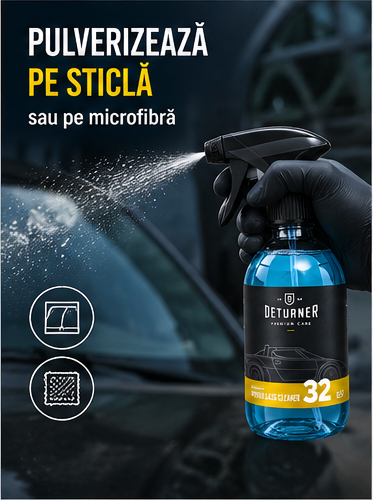 Deturner Hydro Glass Cleaner 500 ml + Waffle Glass Microfiber - Set Curatare Geamuri Auto [4]