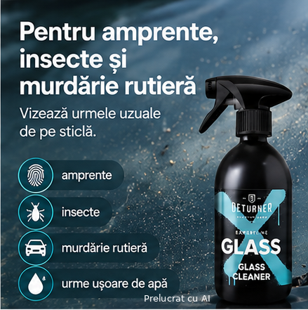 Deturner XpertLine Glass 500 ml si 2 Lavete Waffle Glass Microfiber 400 GSM - Set Profesional Curatare Geamuri [7]