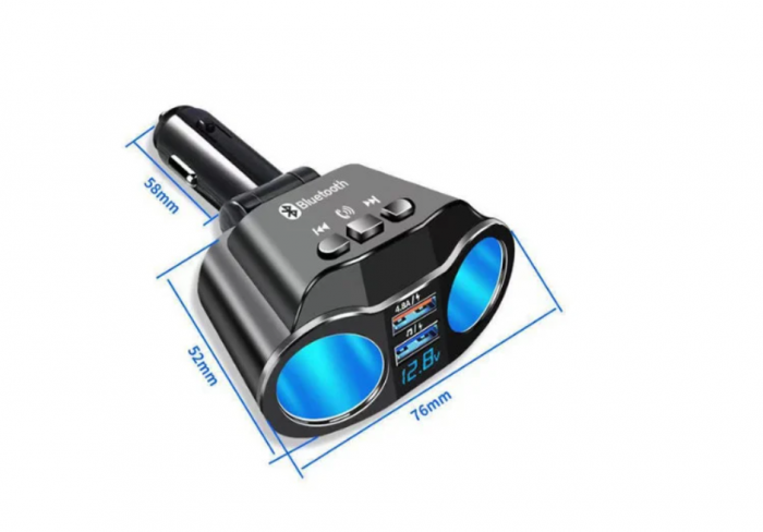 Modulator FM Bluetooth A9, Dual USB max. 4.8A, 2 adaptoare bricheta, Hands Free, ecran LED [2]