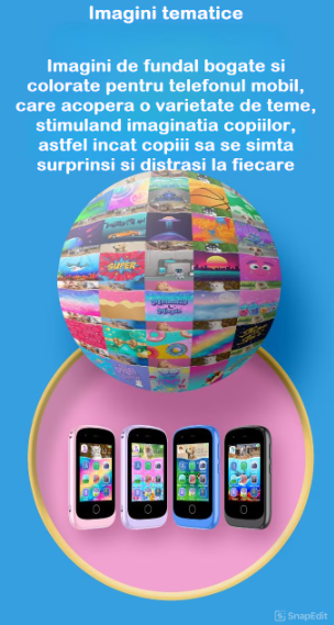 Telefon Mobil si Jucarie Educativa 2in1 Multifunctional HUOVA® cu 17 Jocuri , Apel si Contact , Camera Dubla , Video , 10 Audiobooks, Puzzle, Functii de Invatare,  Player MP3 , Blue , 3+Ani [8]