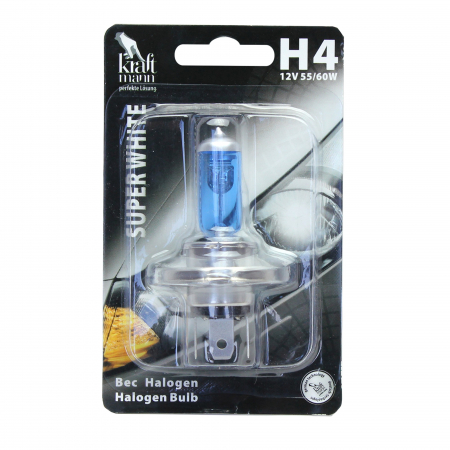 Becuri si lumini auto - Bec auto Kraftmann Super White H4, 12 V, P43T, 60/55 W