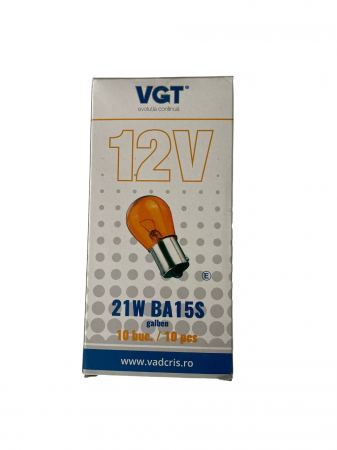 Becuri si lumini auto - Bec auto semnalizare galben  12V, 21W ,BA15S