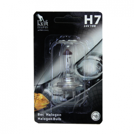 Becuri si lumini auto - Bec halogen Kraftmann H7, 24V, 70W, PX26D