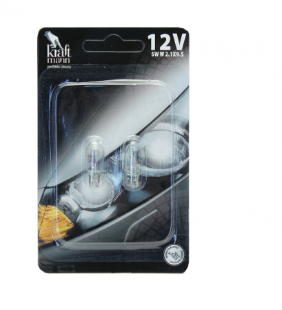 Becuri si lumini auto - Bec Kraftmann 12V, 5W W2, 1X9, 5D, lucas nou, 2 buc