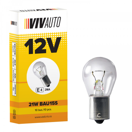 Becuri si lumini auto - Bec VivAuto 12V, 21W, BAU15S, o fază semnalizare nou