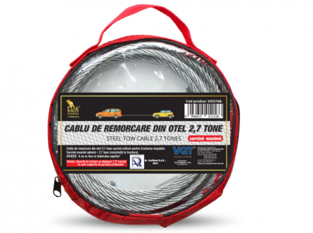 Chingi si accesorii transport - Cablu auto pentru tractare, otel, sarcina 2.7 tone, 3.5 m