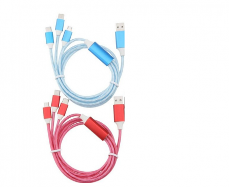 Alte accesorii - Cablu de Date 3 in 1 Luminat, Diverse Culori