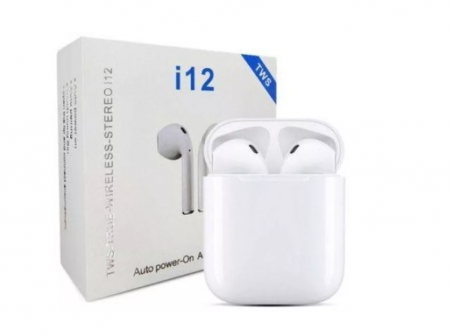 Casti bluetooth - Casti Bluetooth Wireless i12 TWS, Waterproof, Touch Control, sunet 3D