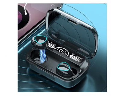 Casti wireless TWS M10, cu microfon, display digital, Bluetooth 5.1, waterproof IPX7 [1]