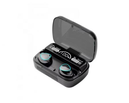 Casti bluetooth - Casti wireless TWS M10, cu microfon, display digital, Bluetooth 5.1, waterproof IPX7
