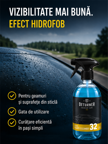 Deturner Hydro Glass Cleaner 500 ml + Waffle Glass Microfiber - Set Curatare Geamuri Auto [6]