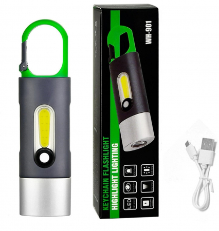Becuri si lumini auto - Lanterna cu breloc HUOVA®, reincarcabila, cu 4 moduri de iluminare