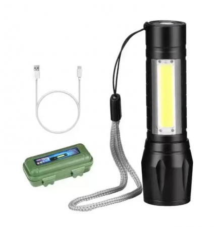 Becuri si lumini auto - Lanterna LED XPE+COB cu incarcare USB