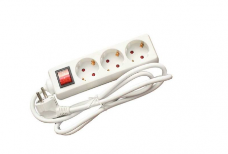 Electrice si Electronice Auto - Prelungitor cu 3 prize, cablu 1,5 metri ,Alb