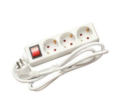 Electrice si Electronice Auto - Prelungitor cu 3 prize, cablu 5 metri , Alb
