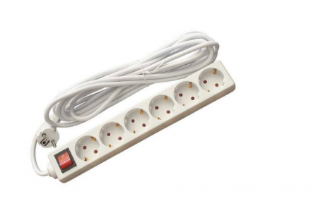 Electrice si Electronice Auto - Prelungitor cu 6 prize, cablu 5 metri, Alb
