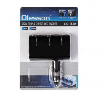 Accesorii auto universale - Priza auto 12V  cu 3 intrari 120W Olesson 1520