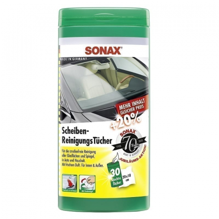 Cosmetica Auto - Servetele umede auto pentru suprafetele din sticla Sonax , 25 buc