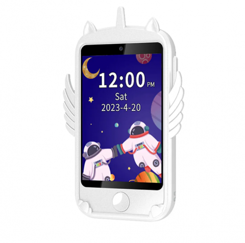 Smartphone Jucarie Pentru Copii, Ecran tactil de 2.8 inch, HUOVA®, Apeluri Telefonice-SIM, Camera Frontala, Sunete si Muzica, Jocuri Educative, Incarcare USB, 3 ani+, Alb