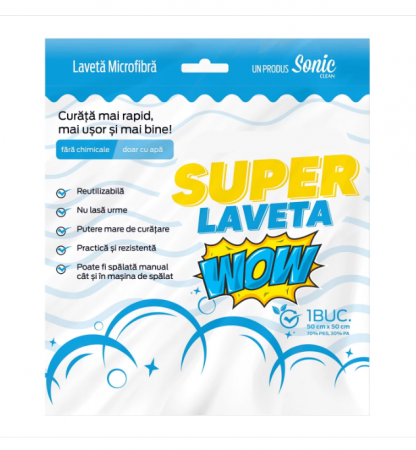 Cosmetica Auto - Super laveta Wow Sonic Clean , 50x50 cm