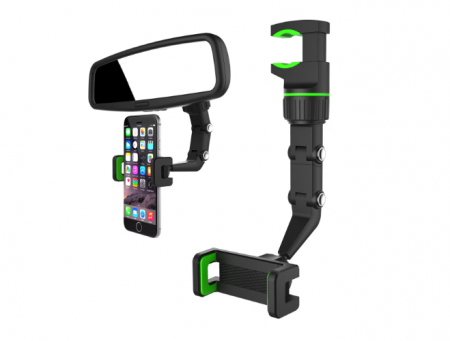 Suport auto pentru telefon, HUOVA® , reglabil, rotatie 360°, negru/verde , 4 - 10 cm [1]