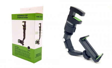 Suport auto pentru telefon, HUOVA® , reglabil, rotatie 360°, negru/verde , 4 - 10 cm